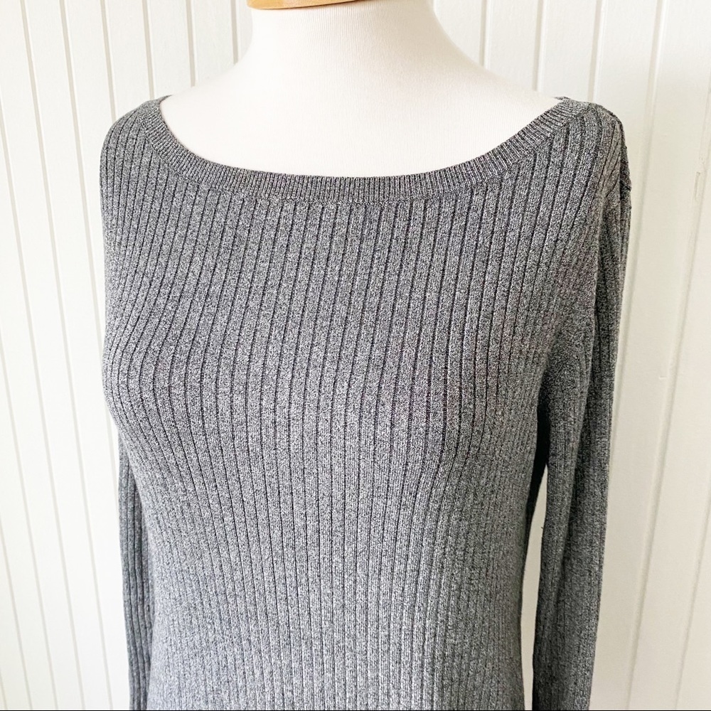 M&S Collection Gray (Grey) Ribbed Long Sleeve Sweater Top - Picture 2 of 8